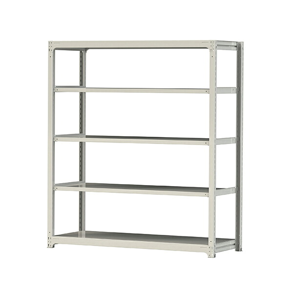 ●u.ヤマキン/山金工業【5S7670-5W】ボルトレス中量ラック(500kg/段) 5段 単体 高さ2100mm ホワイトグレー 組立式 43,582円