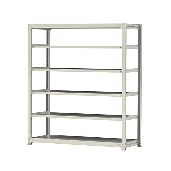 ●u.ヤマキン/山金工業【5S7670-6W】ボルトレス中量ラック(500kg/段) 6段 単体 高さ2100mm ホワイトグレー 組立式|あいあいショップさくら