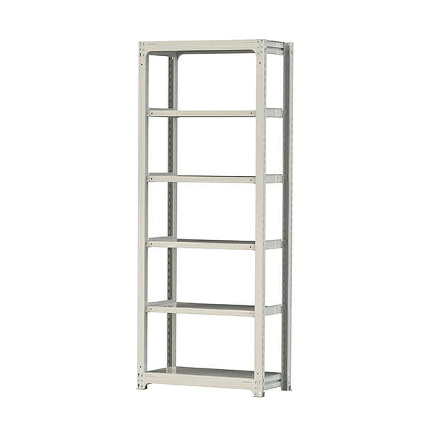 ●u.ヤマキン/山金工業【5S8348-6W】ボルトレス中量ラック(500kg/段) 6段 単体 高さ2400mm ホワイトグレー 組立式