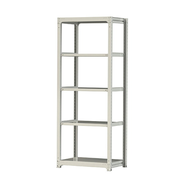 ●u.ヤマキン/山金工業【5S8362-5W】ボルトレス中量ラック(500kg/段) 5段 単体 高さ2400mm ホワイトグレー 組立式
