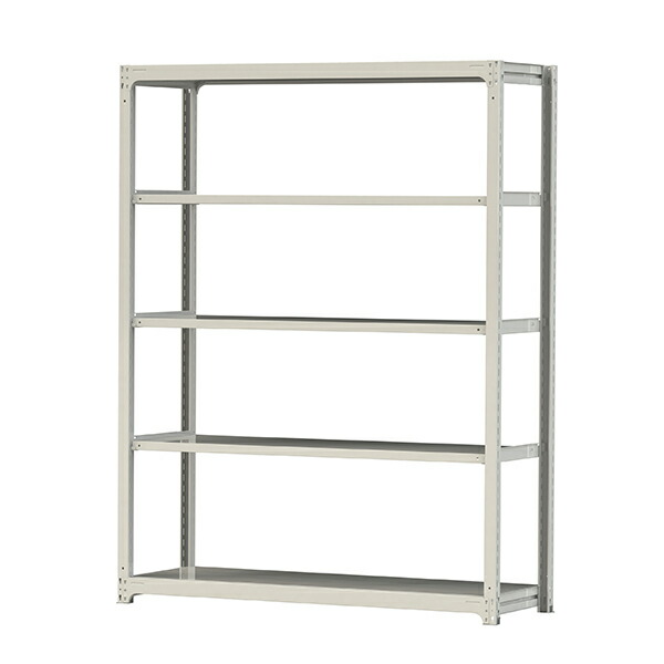 ●u.ヤマキン/山金工業【5S8662-5W】ボルトレス中量ラック(500kg/段) 5段 単体 高さ2400mm ホワイトグレー 組立式