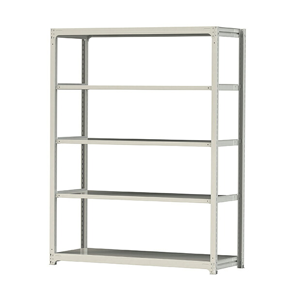 ●u.ヤマキン/山金工業【5S8670-5W】ボルトレス中量ラック(500kg/段) 5段 単体 高さ2400mm ホワイトグレー 組立式