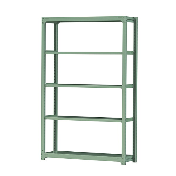 ●u.ヤマキン/山金工業【5S8548-5G】ボルトレス中量ラック(500kg/段) 5段 単体 高さ2400mm ライトグリーン 組立式