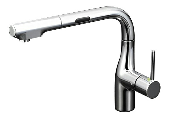 ◆店卸し資産有り！KVK 水栓金具【KM6111EC】流し台用シングル生き肝式シャワー付雑ぜ合わせる栓(検出器付) 検出器付L形シャワー抽き出し手合い e生き肝
