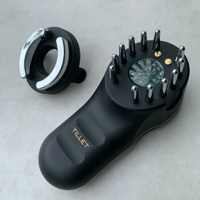 TILLET(ティレット) W-GEAR ブラック(正規品販売店 多機能 美顔器 美肌ケア EMS 頭皮ケア イオン導入 育毛 発毛促進 ホームケア ホームエステ エレクトロポレーション メーカー保証付)