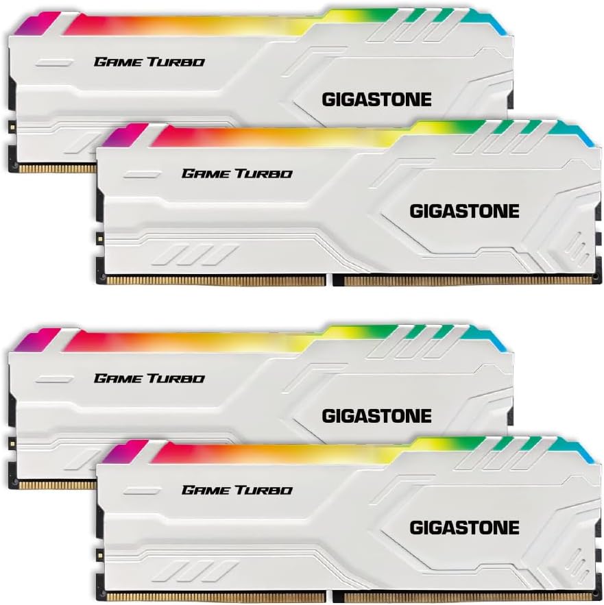 DDR4記憶装置 GIGASTONE Game TURBO 16GBx4枚 (64GB ) DDR4 3600MHz マイコン4-28800 CL 18-22-22-42 Intel XMP 2.0 AMD Ryzen 1.35V UDIMM 288 ピン アンバッファー 非 ECC ゲーミング 勉強机いの一番 高性能 DDR4記憶装置 モデュール - 白