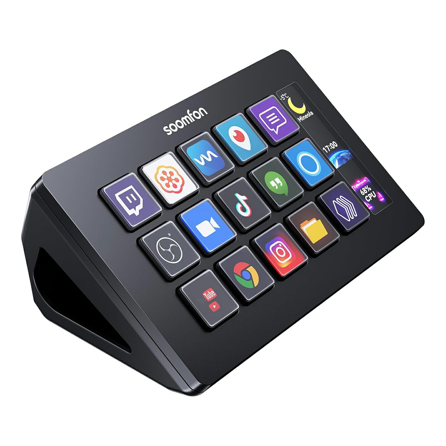 Stream Controller - SOOMFON Stream Studio Control Deck 15キー配列 ストリームデック ライブコンテンツ作成用のコントローラー 配信者向けデバイス OBS/Twitch?/YouTube連携 Mac/PC対応 黒