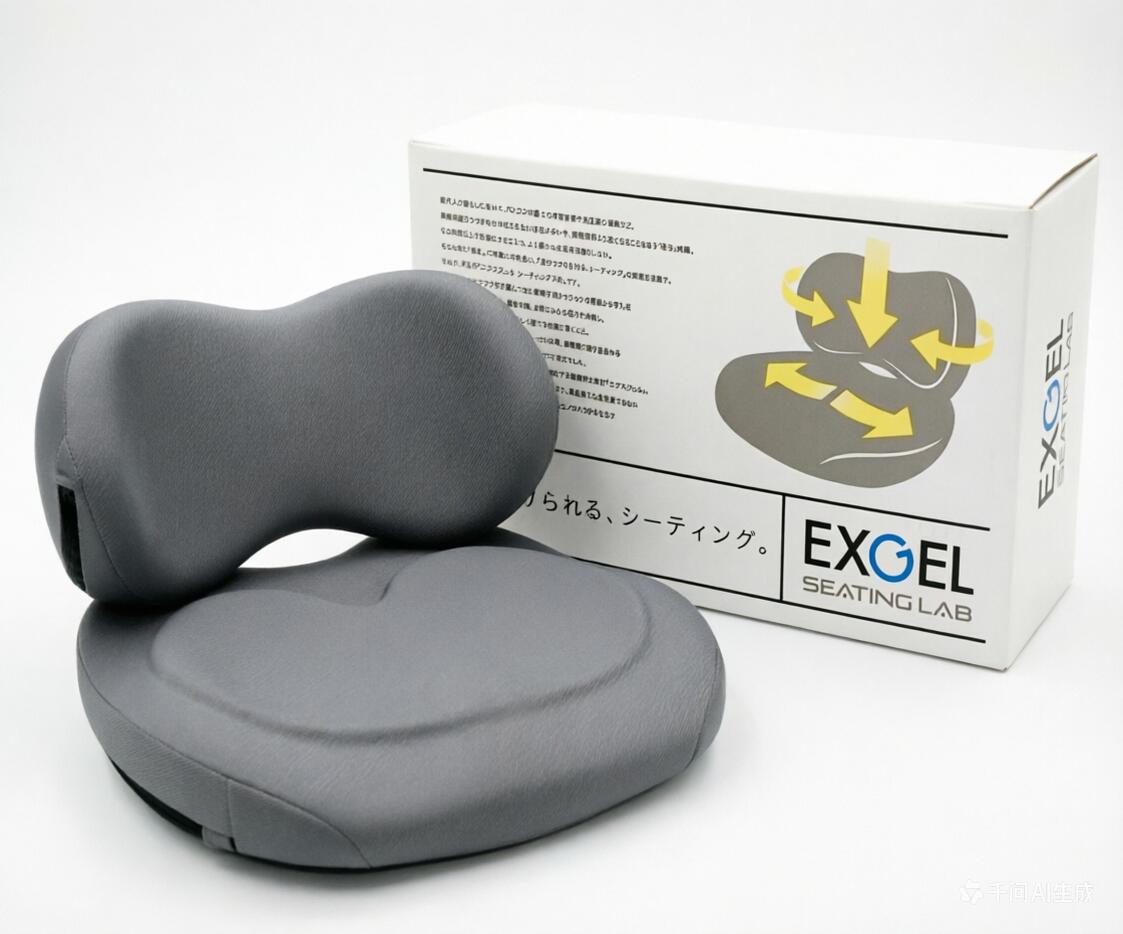 EXGEL(エクスジェル) / 加地 座布団 ハグカンフィ 薄墨色 ジェルクッション 腰かけ用骨盤帯受け支える座布団 座蒲団 ざぶとん 腰心積もり 背心積もり ランバーサポート 日本製 HUG03-GR  4544511103516
