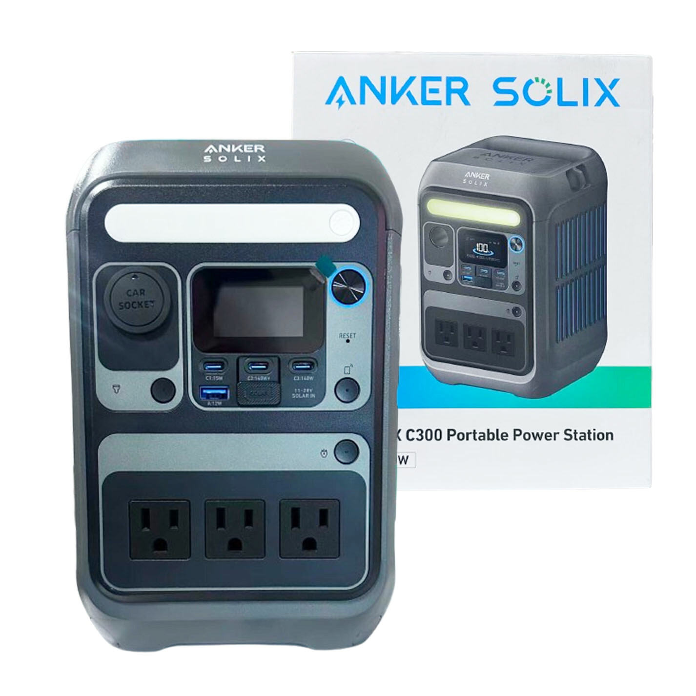 【訳あり】Anker Solix C300 Portable Power Station 携帯型ワット数 288Wh 300W 小型軽さ 1.1第四次元満申し受ける 高最終生産物AC 同盟罷工一回り嘱する リン酸鉄 乾電池 ソーラーダイアログボックス相応う 難民キャンプ アウトドア 車中泊 停電打つ手 防災 (暗然たる薄墨色)