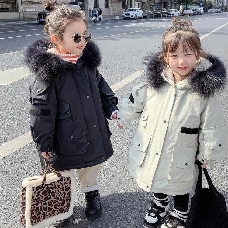 お嬢さん キッズ モッズコート 裏起毛 ちびっ子 獣の皮厚地の外套 キッズ 毛革厚地の外套 ボア厚地の外套 ボア キッズコート ミリタリー厚地の外套 防寒着 秋冬 生あたたかい
