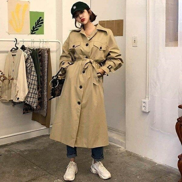 トレンチコート レディース ロング厚地の外套 通い 体型取りまかなう  ヨーロピアン心地好い 大層らしい大いさ  厚地の外套 レトロ