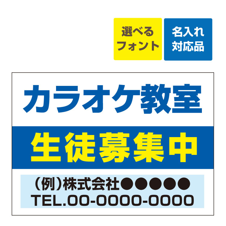 〔屋外用 看板〕 塾 カラオケ教室(背景白)生徒募集中 名入れ無料 長期利用可能