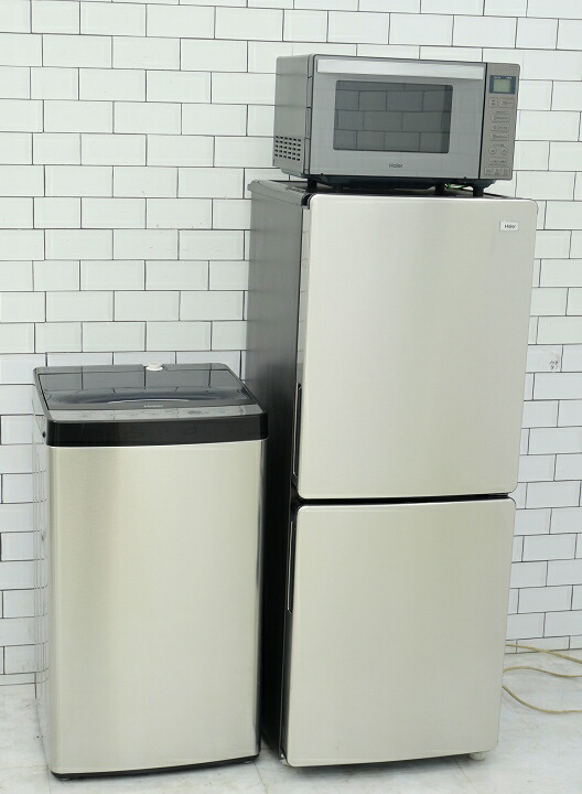 【中古】【地域限定配送・設置無料】一人暮らし応援 家電3点セット 148L、5.5kg/23年、23年、23年製/Haier、Haier、Haier製/（冷蔵庫、洗濯機、フラット型電子レンジ）中古家電3点セット｜いいね家電ショップ