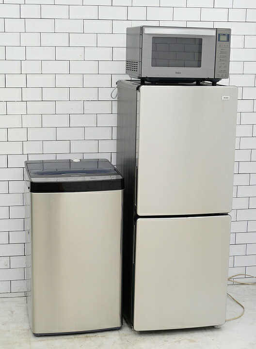 【中古】【地域限定配送・設置無料】一人暮らし応援 家電3点セット 148L、5.5kg/23年、23年、22年製/Haier、Haier、Haier製/（冷蔵庫、洗濯機、フラット型電子レンジ）中古家電3点セット｜いいね家電ショップ