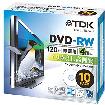 【中古】（非常に良い）TDK 録画用DVD-RW CPRM対応 2-4倍速対応 インクジェットプリンタ対応(ホワイト) 10枚パック 5mmスリムケース DRW120DPB10U