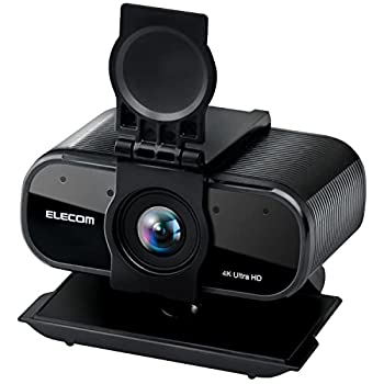 【中古】【非常に良い】エレコム Webカメラ 4K対応 830万画素 5倍デジタルオートズーム機能 Full HD(60fps) ノイズキャンセリング レンズカバー付 ブラック UCAM-CX80FBBK