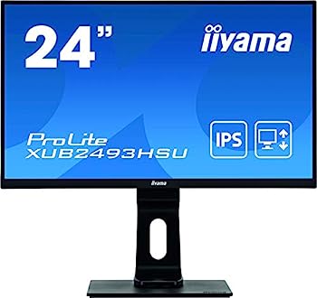 【中古】(非常に良い)マウスコンピューター iiyama モニター ディスプレイ XUB2493HSU-B1(23.8型/IPS方式ノングレア非光沢/広視野角/昇降スィーベルチルトピボット/19|IINEX