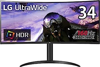 【中古】LG ゲーミング モニター UltraGear 34WP65C-B 34インチ/21:9 曲面 ウルトラワイド(3440×1440)/VA/160Hz/1ms MBR/HDR/FreeSync Premium/HDMI×2,