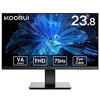 【中古】（非常に良い）KOORUI モニター 24インチ VA 非光沢 フルHD pcモニター 5ms 75Hz ディスプレイ HDMI VGA 傾き調整 広い視野角 スピーカー非搭載 24N1A