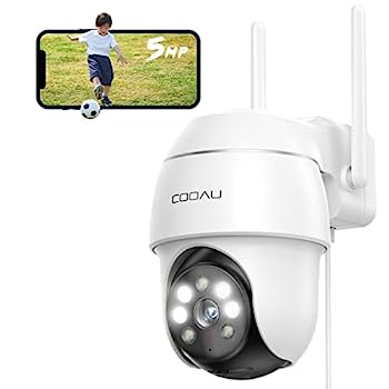 【中古】「500万高画素 ・遠距離も超精細」COOAU 防犯カメラ 屋外 ワイヤレス/wifi 5MP/1944P 遠距離暗視 5dBiアンテナ H.265動画圧縮 夜間カラー撮影 監