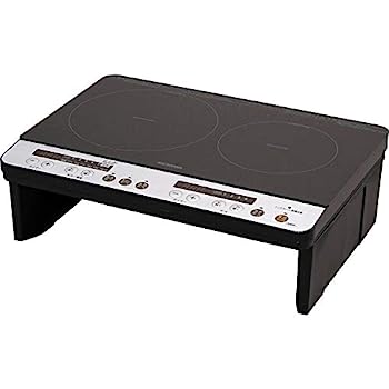 【中古】（非常に良い）アイリスオーヤマ IHクッキングヒーター 2口IHコンロ 1400W 脚付 ブラック IHK-W12S-B