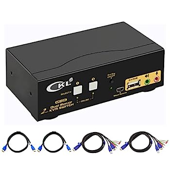 【中古】デュアルモニターHDMI KVMスイッチ2ポート拡張ディスプレイ+オーディオ+ USB 2.0 HUB、4K @ 30Hz CKL-922HUA|IINEX