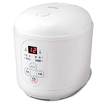 【中古】（非常に良い）アイリスオーヤマ 炊飯器 小型 0.5合~1.5合 一人暮らし ひとり暮らし用 1人 無洗米 白米 早炊き 麦飯 RC-MF15-W ホワイト