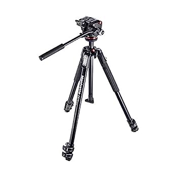 【中古】Manfrotto マンフロット 写真機 三脚架 MK190X3-2W 190 Aluminum 3 Section Tripod Kit with MHXPRO-2W Fluid Head (Black)