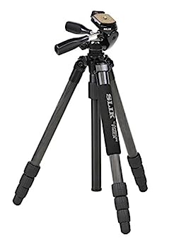 【中古】SLIK カーボン三脚 ライトカーボン E84 4段 ナットロック式 28mmパイプ径 3ウェイ雲台 クイックシュー式 108321