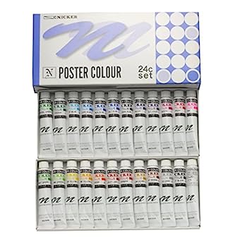 【中古】（非常に良い）ニッカー 水彩絵具 ポスターカラー 24色セット 20ml(6号)