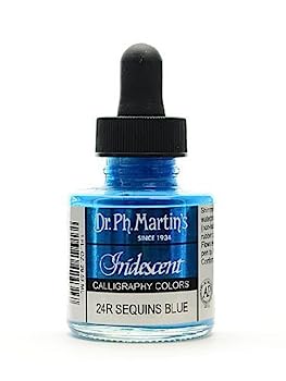 【中古】(非常に良い)Dr. Ph. Martin's Iridescent Calligraphy Color, 1.0 oz, Sequins Blue (24R)|IINEX