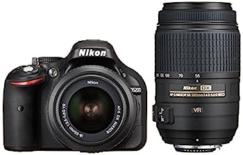 【中古】（人並み外れたに好いたらしい）Nikon デジタル一眼二眼レフ写真器 D5200 ダブルズームキット AF-S DX NIKKOR 18-55粍 f/3.5-5.6G VR/ AF-S DX NIKKOR 55-300粍 f/4.5-5.6G ED VR ブ カメラ・ビデオカメラ・光学機器-デジタルカメラ-デジタル一眼レフカメラ