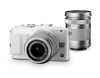 【中古】(非常に良い)OLYMPUS ミラーレス一眼 PEN Lite E-PL6 ダブルズームキット ホワイト E-PL6 DZKIT WHT