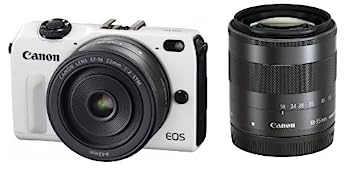 【中古】Canon ミラーレス一眼カメラ EOS M2 ダブルレンズキット(ホワイト) EF-M18-55mm F3.5-5.6 IS STM EF-M22mm F2 STM付属 EOSM2WH-WLK|IINEX