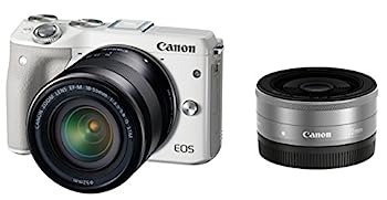 【中古】Canon ミラーレス一眼カメラ EOS M3 ダブルレンズキット(ホワイト) EF-M18-55mm F3.5-5.6 IS STM EF-M22mm F2 STM 付属 EOSM3WH-WLK