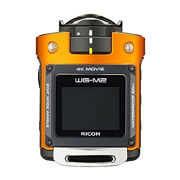 【中古】（人並み外れたに好いたらしい）RICOH 雨合羽動き写真器 WG-M2 オレンジ色 4K映像 超広角204度 ハウジング不必要 雨合羽20m 耐衝撃2m 03801