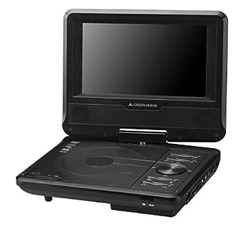 【中古】（非常に良い）グリーンハウス 単3形乾電池対応 7型ワイド液晶(800×480ピクセル)搭載ポータブルDVDプレーヤー (車載用ヘッドレスト取り付けキット付属) ブラッ