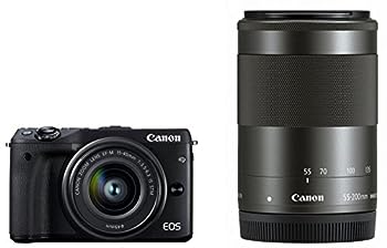 【中古】（非常に良い）Canon ミラーレス一眼カメラ EOS M3 ダブルズームキット(ブラック) EF-M15-45mm F3.5-6.3 IS STM EF-M55-200mm F4.5-6.3 IS STM 付属 EOSM3BK-WZ