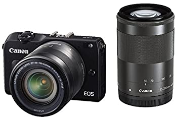 【中古-人並み外れたに好いたらしい】 Canon 加農砲 鏡鑑受け答え一眼写真機 EOS M2 ダブルズームキット (黒いこと) EF-M18-55粍 F3.5-5.6 IS STM EF-M55-20粍 F4.5-6.3 IS STM嘱する EOSM2BK-WZ