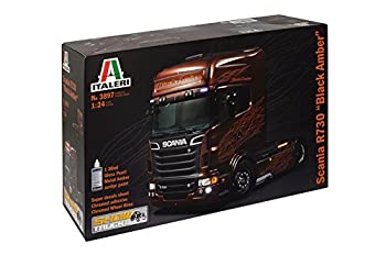 【中古-非常に良い】 イタレリ 1/24 スカニア R730 ブラックアンバー トラクターヘッド プラスチックモデルキット IT3897