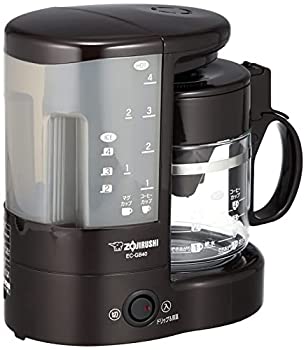 【中古-非常に良い】象印 コーヒーメーカー 4杯用 ガラス容器 外して洗える水タンク ペーパーフィルター 珈琲通 ダークブラウン EC-GB40-TD