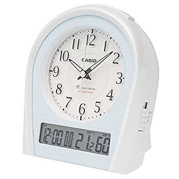 【中古-非常に良い】CASIO(カシオ) 目覚まし時計 電波 シルバー アナログ 常時点灯 温度 湿度 カレンダー 表示 TTM-160NJ-8JF