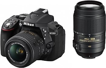 【中古-非常に良い】Nikon デジタル一眼レフカメラ D5300 ダブルズームキット ブラック 2400万画素 3.2型液晶 D5300WZBK