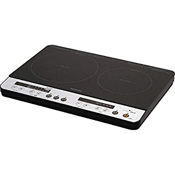 【中古-非常に良い】 アイリスオーヤマ 2口 IH クッキングヒーター 工事不要 1400W 100V ブラック IHK-W12P-B
