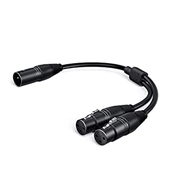 【中古-非常に良い】XLRケーブル，CableCreation XLR (オス) to 2-XLR(メス) Yスプリッタケーブル マイクロフォン バランスXLR 3ピン - 2 x(メス) ブラック 0.3m