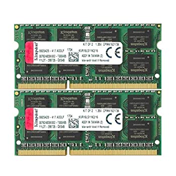 【中古-非常に良い】【輸入･日本仕様】キングストン ノートPC メモリ DDR3L 1600 (PC3L-12800) 8GB×2枚 CL11 1.35V Non-ECC SO-DIMM 204pin KVR16LS11K2/16
