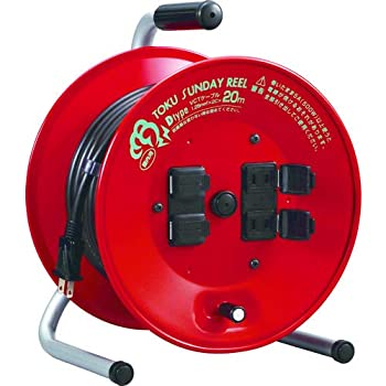 【中古-人並み外れたに好いたらしい】 TRUSCO ハタヤ トクサンデーリール 単相100V 20m レコード盤 (赤いこと) D20R