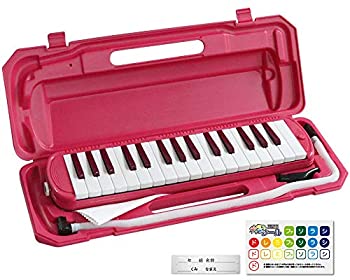 【中古-非常に良い】KC キョーリツ 鍵盤ハーモニカ メロディピアノ 32鍵 ビビッドピンク P3001-32K/VPK (ドレミ表記シール・クロス・お名前シール付き)
