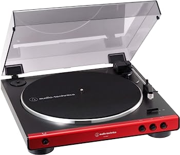 【中古-非常に良い】オーディオテクニカ フルオートレコードプレーヤー レッド AT-LP60X RD