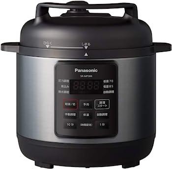 【中古-非常に良い】パナソニック 電気圧力鍋 3L(満水容量3L/調理容量2L) 圧力/低温/無水/煮込/自動調理 レシピブック付 温度過昇防止機能 ほったらかし SR-MP300-K